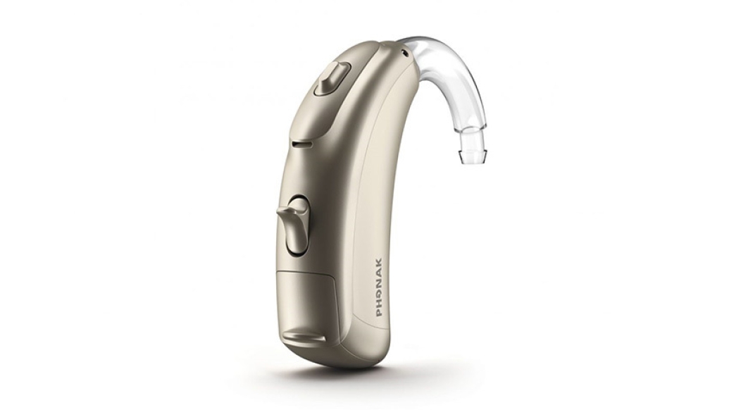 silver amish oto hearing device aid that&#039;s U shaped