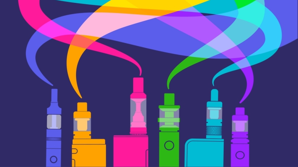 color e-cigarettes emitting colorful smoke
